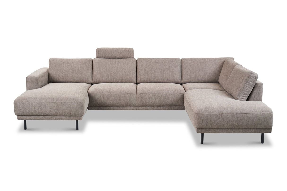 Modern U-Shape Corner Sofa Right Taupe Fabric Aniko 310x197x78 cm