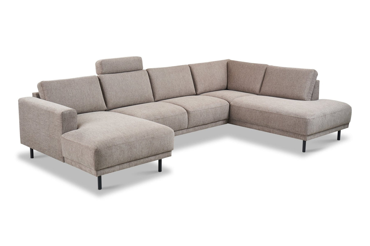 Modern U-Shape Corner Sofa Right Taupe Fabric Aniko 310x197x78 cm