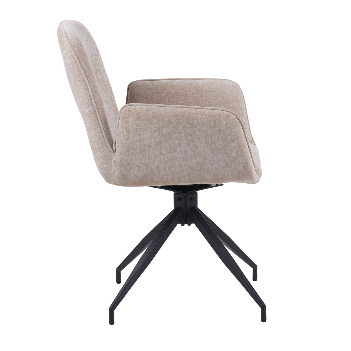 Set of 4 Swivel Dining Chairs Nela Chenille Beige - With Armrests