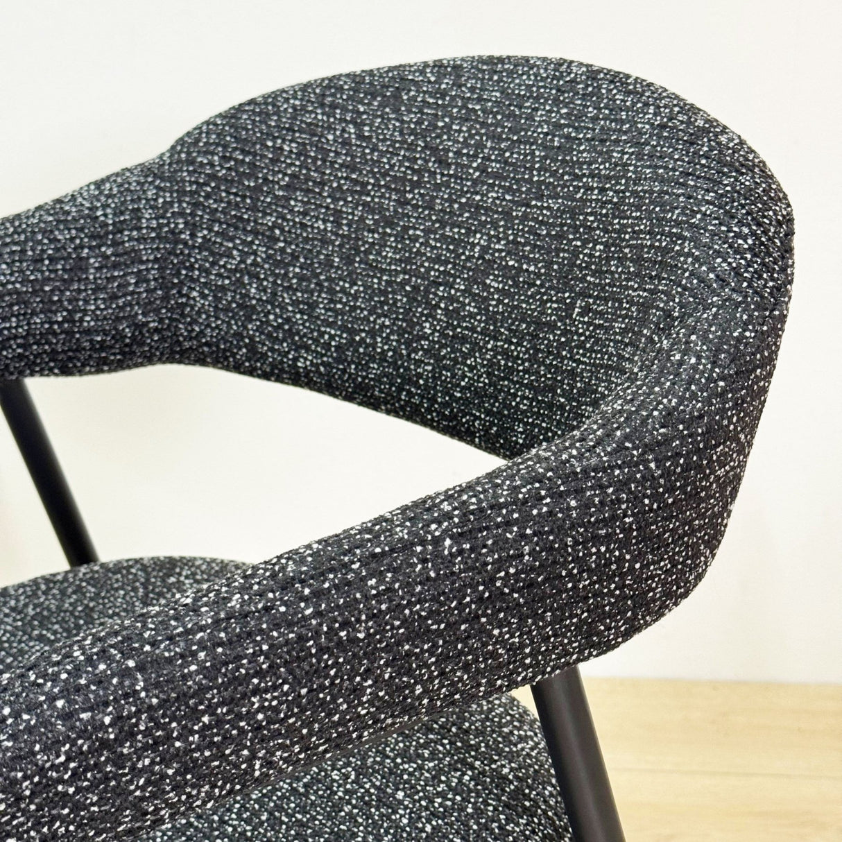 Dining Room Chair Bouclé Beige Lisa - Black Frame