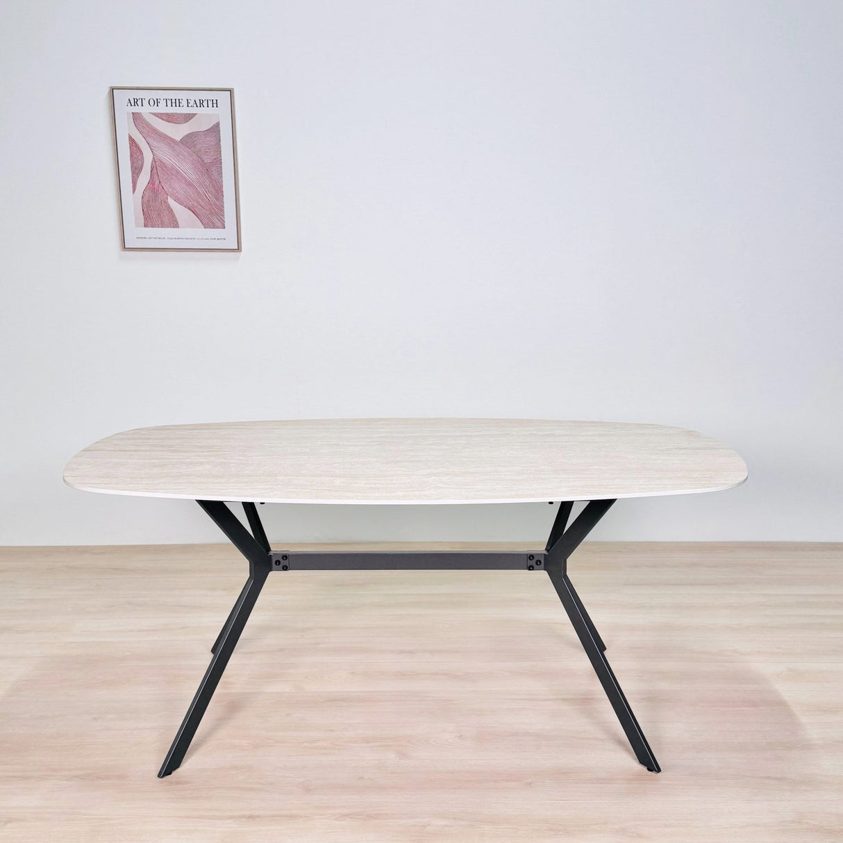Dining Table Vesta Danish Oval Ceramic Travertine Look 180 cm