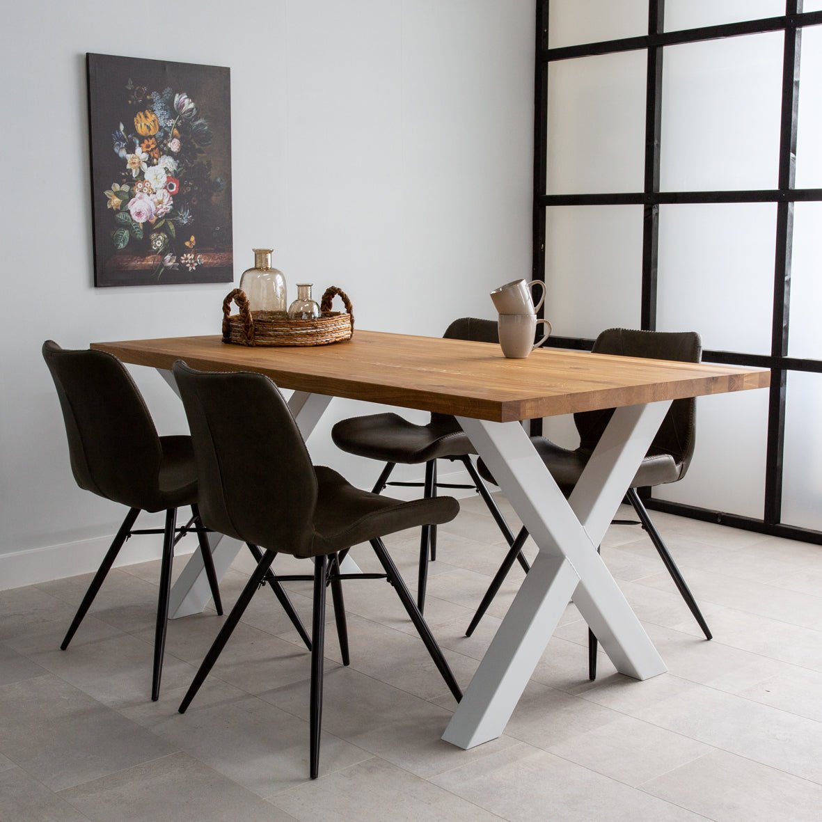 Dining Table Rover Oak X-leg White