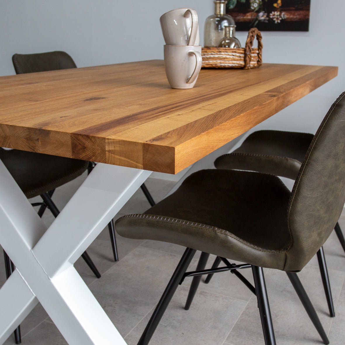 Dining Table Rover Oak X-leg White