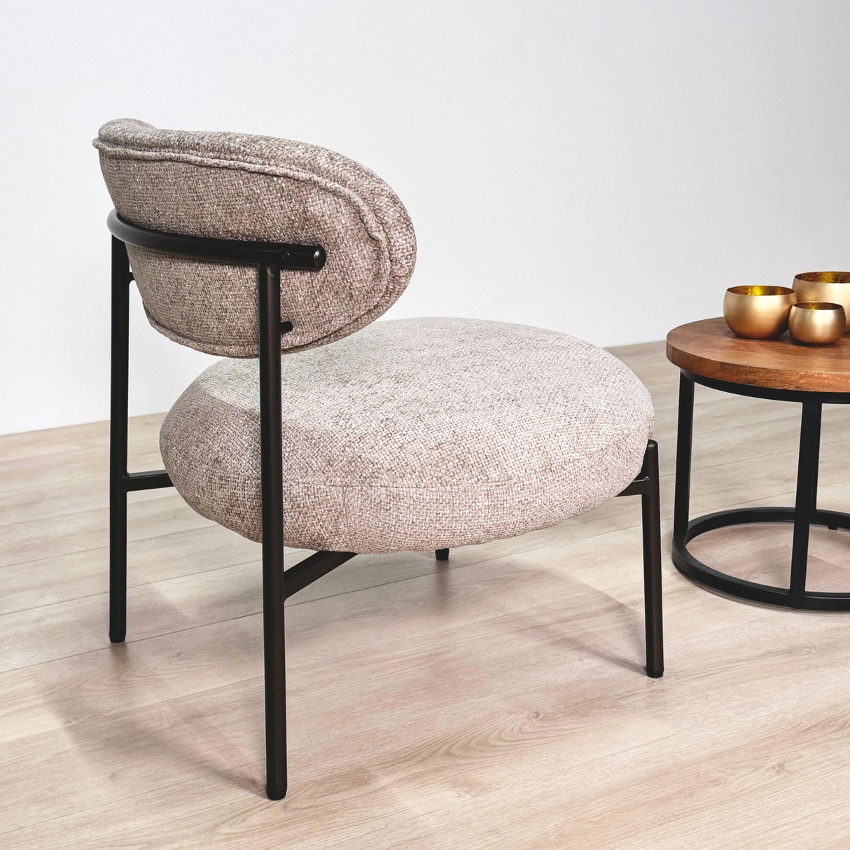 Nova Round Armchair – Sand-colored Fabric