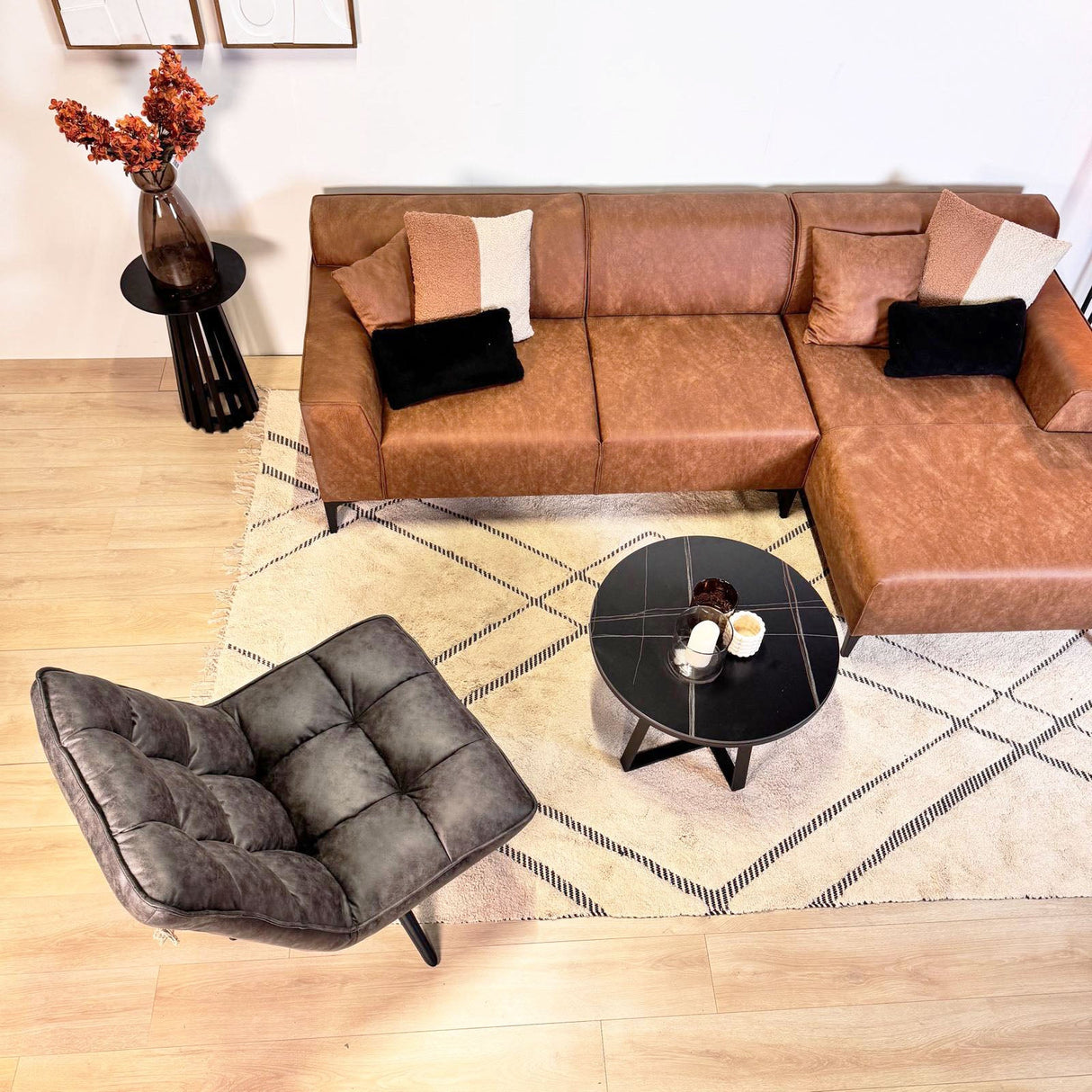 Swivel Chair Yuki Anthracite Eco-leather 360° Rotatable