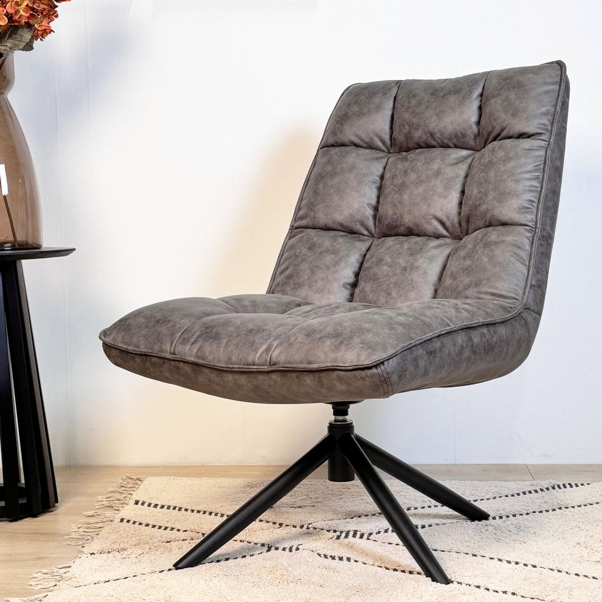Swivel Chair Yuki Anthracite Eco-leather 360° Rotatable