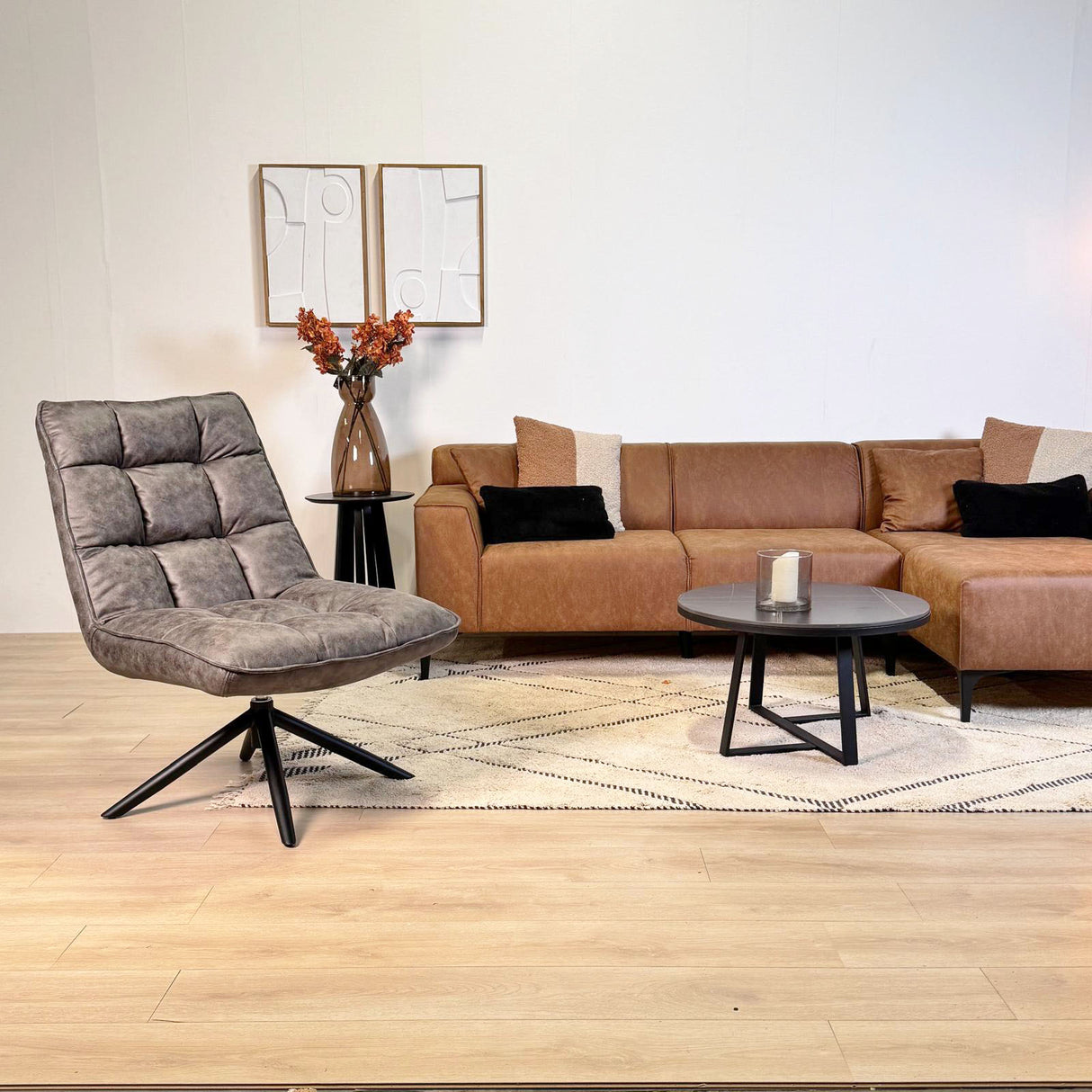 Swivel Chair Yuki Anthracite Eco-leather 360° Rotatable