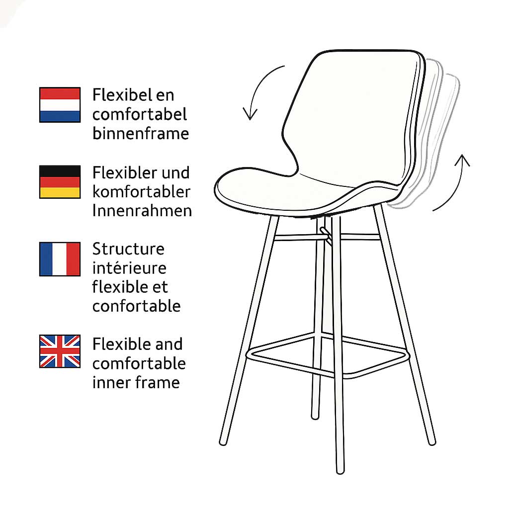 Beau Industrial Bar Stool Taupe Faux Leather - 67 cm Seat Height - Without Armrests