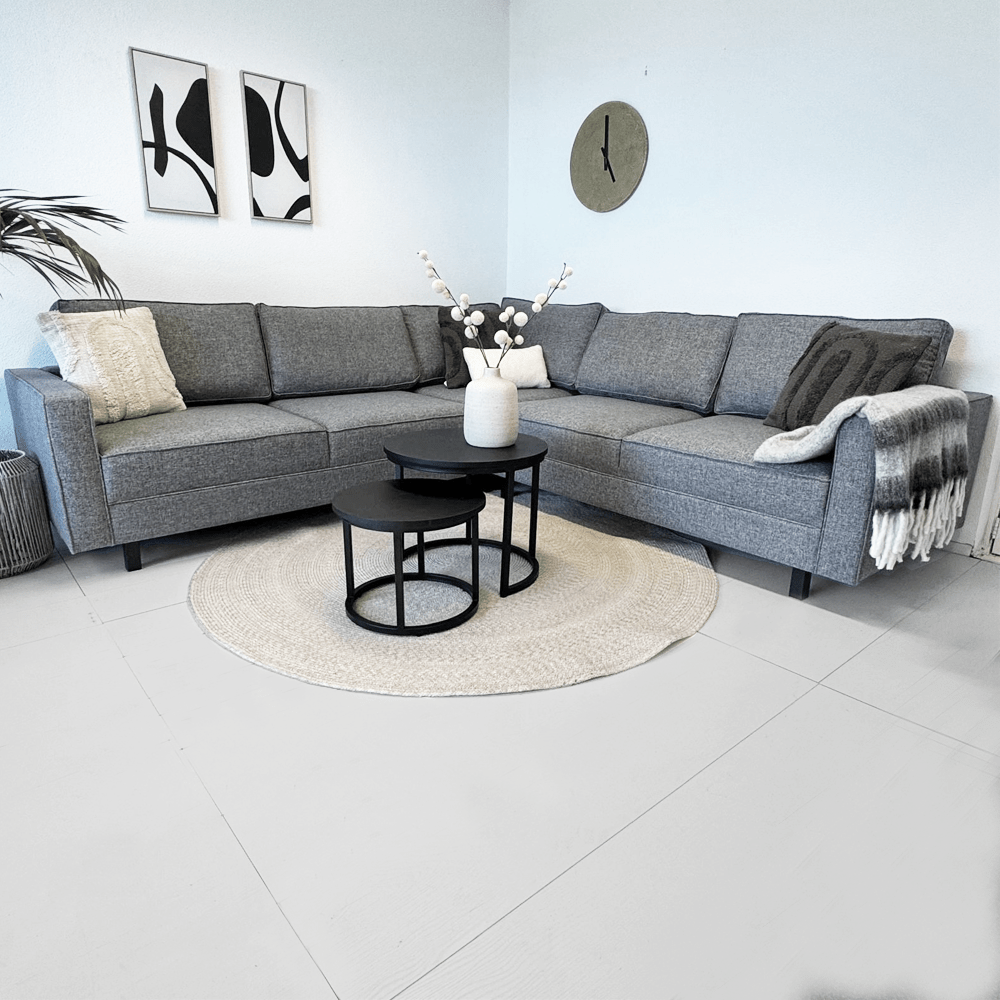 Corner sofa Kale Fabric Grey - five seater