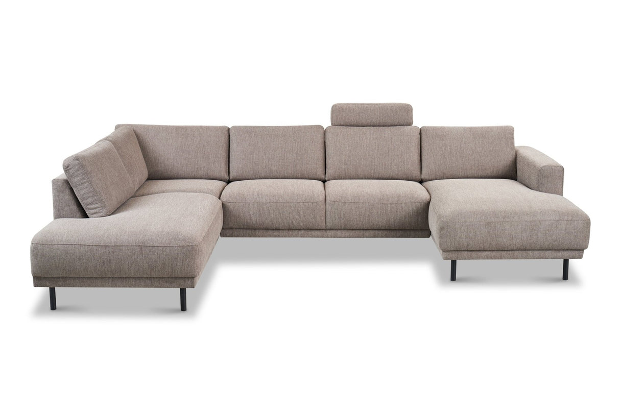 Modern U-Shape Couch Corner Sofa Left Taupe Fabric Aniko 310x197x78 cm