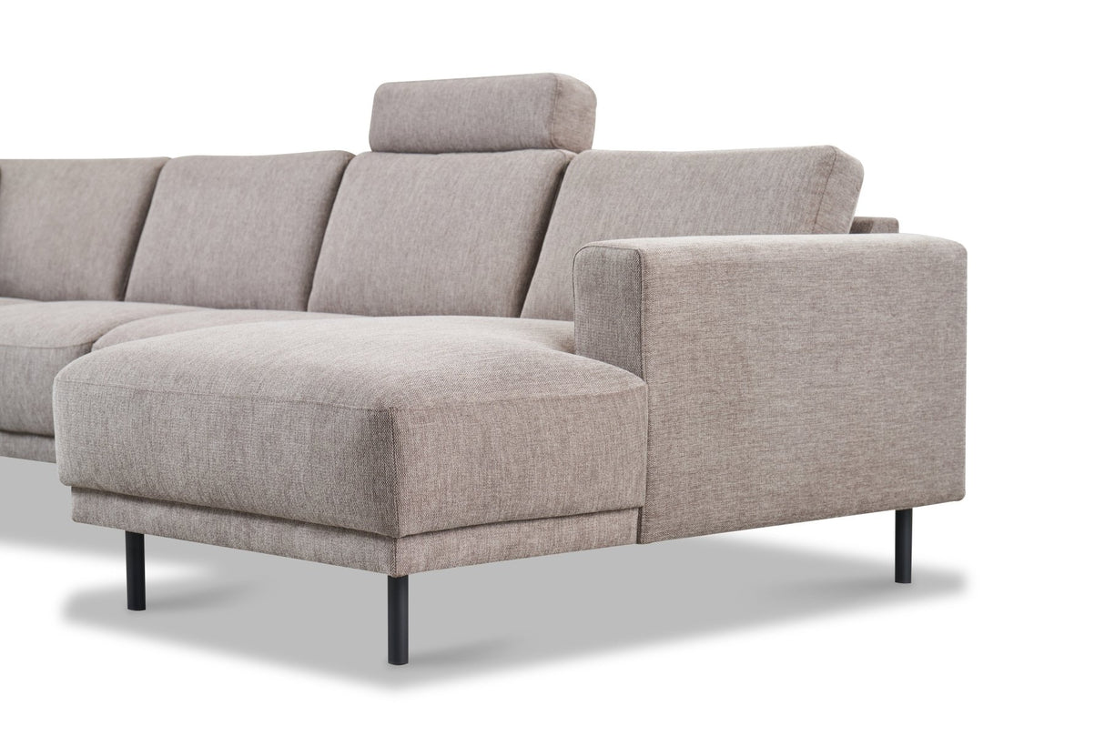 Modern U-Shape Couch Corner Sofa Left Taupe Fabric Aniko 310x197x78 cm