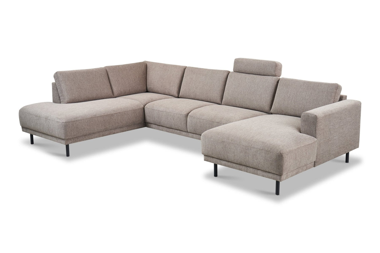 Modern U-Shape Couch Corner Sofa Left Taupe Fabric Aniko 310x197x78 cm
