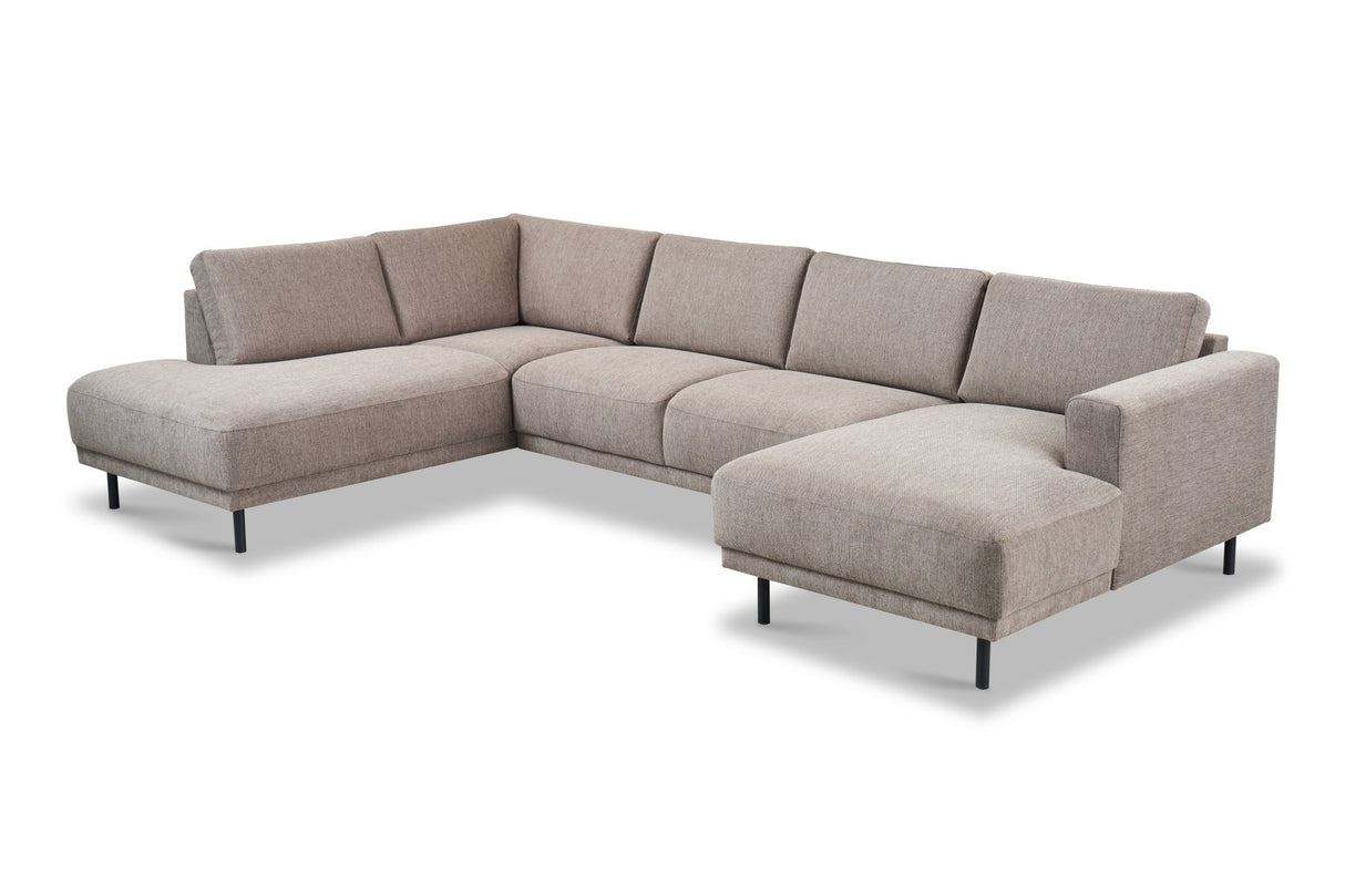 Modern U-Shape Couch Corner Sofa Left Taupe Fabric Aniko 310x197x78 cm