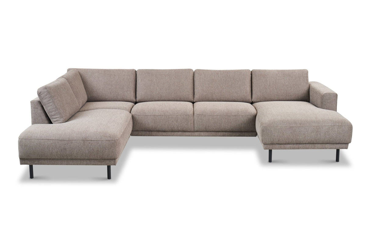 Modern U-Shape Couch Corner Sofa Left Taupe Fabric Aniko 310x197x78 cm