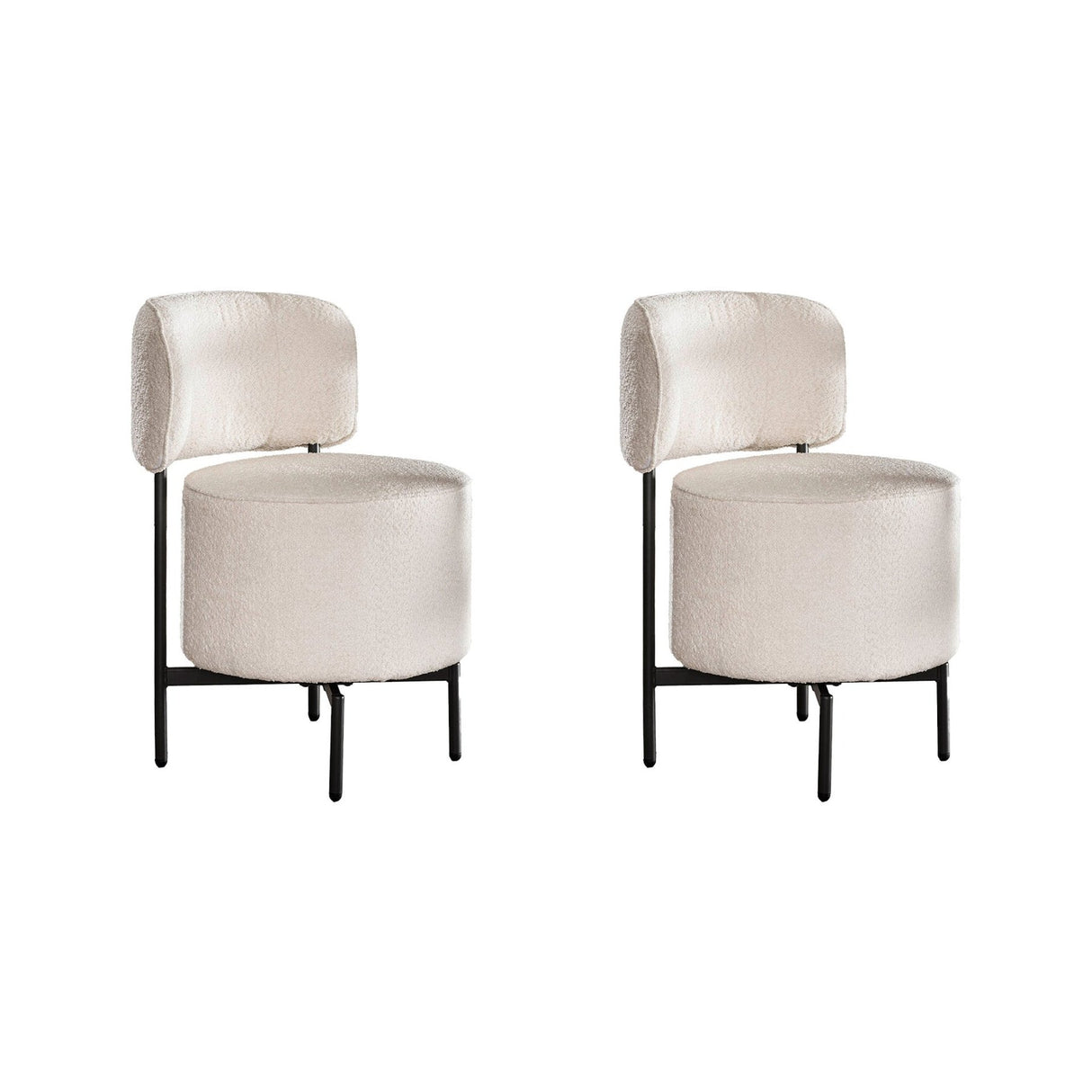 Set of 2 dining chairs Dante Bouclé white swivel