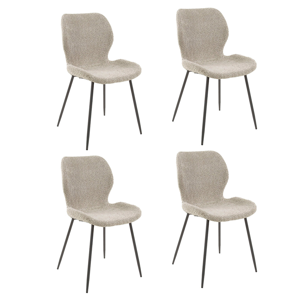 Set of 4 dining chairs Argo Bouclé sand