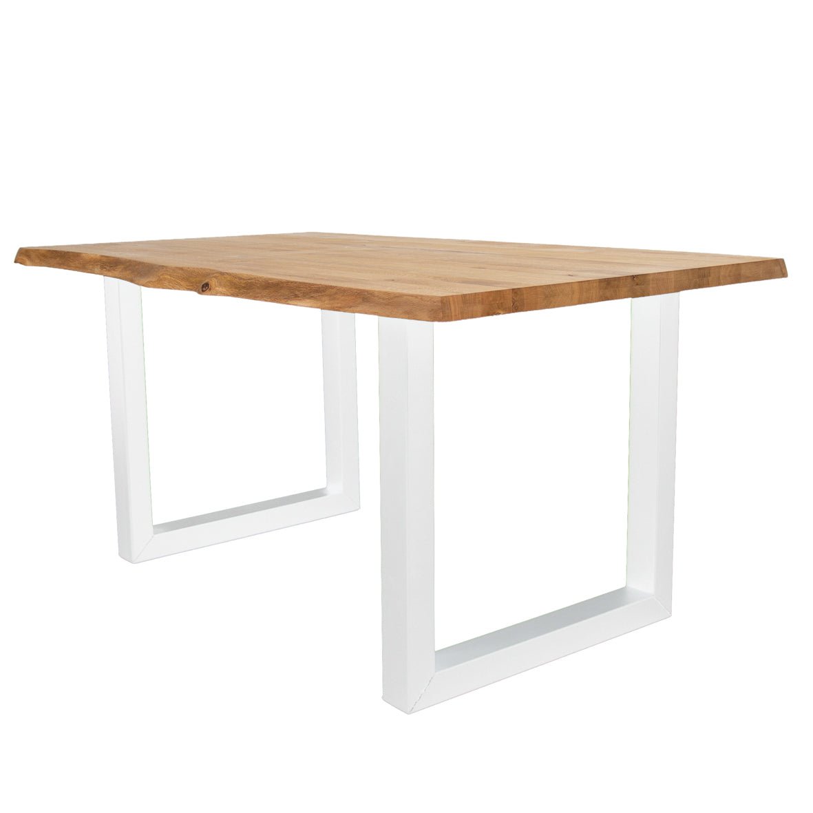 Dining Table Revi Oak - Tree Trunk Shape - White U-Leg