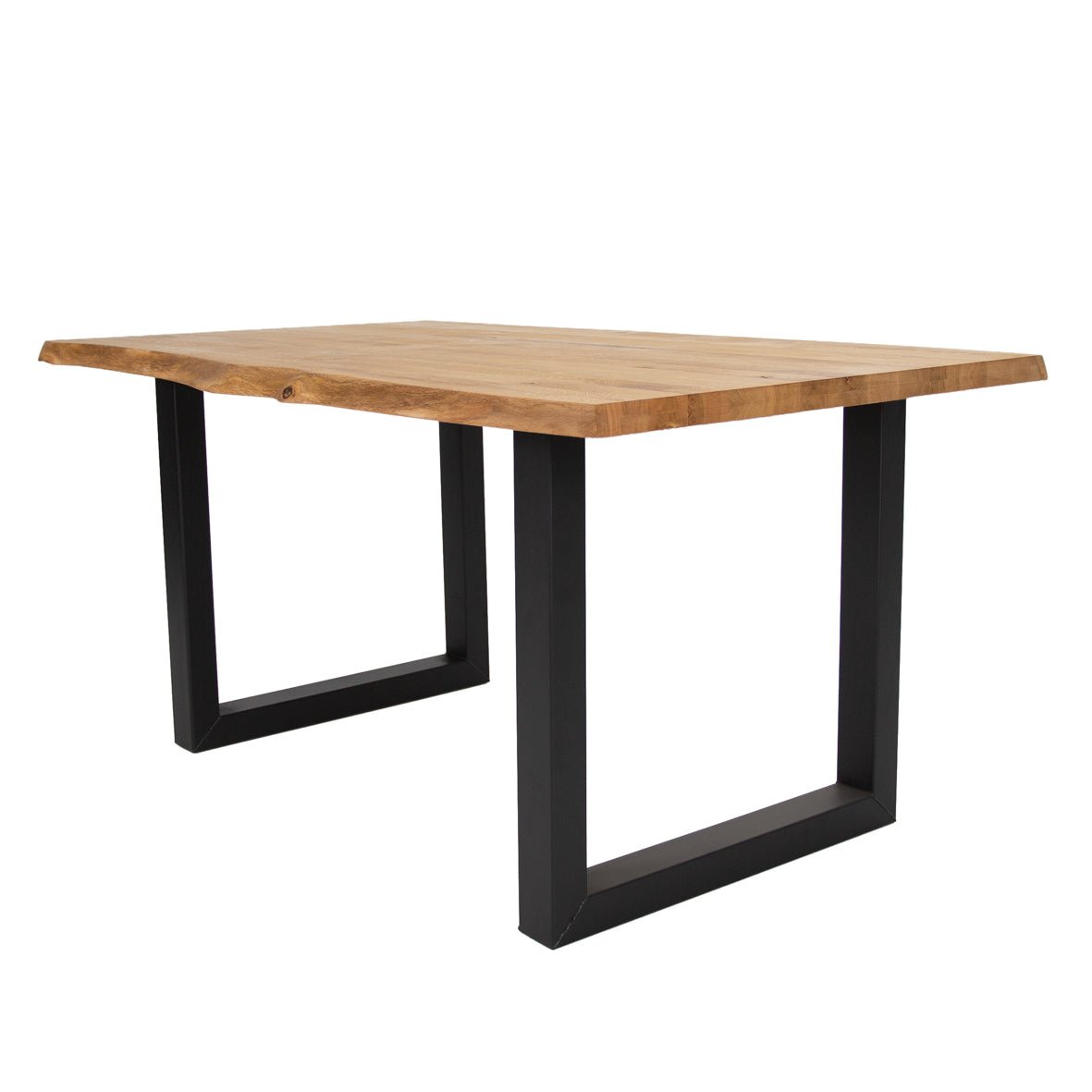 Dining Table Revi Oak - Tree Trunk Shape - Black U-Leg