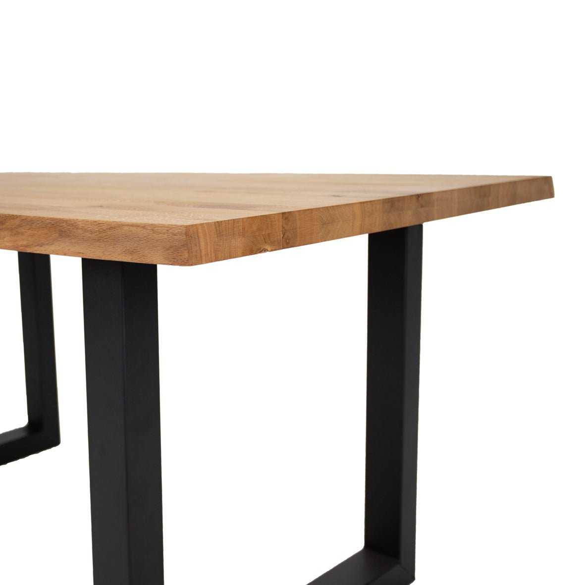 Dining Table Revi Oak - Tree Trunk Shape - Black U-Leg