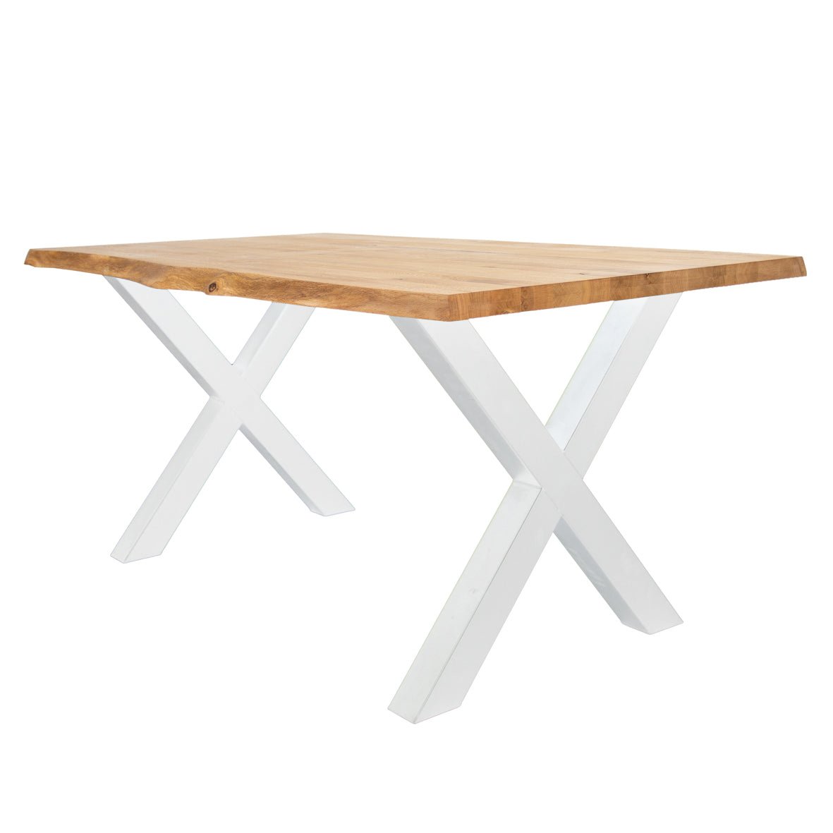Dining table Revi Oak - Tree trunk shape - White X-leg