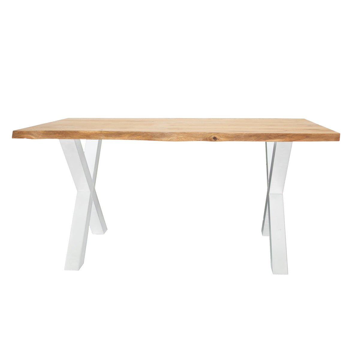 Dining table Revi Oak - Tree trunk shape - White X-leg