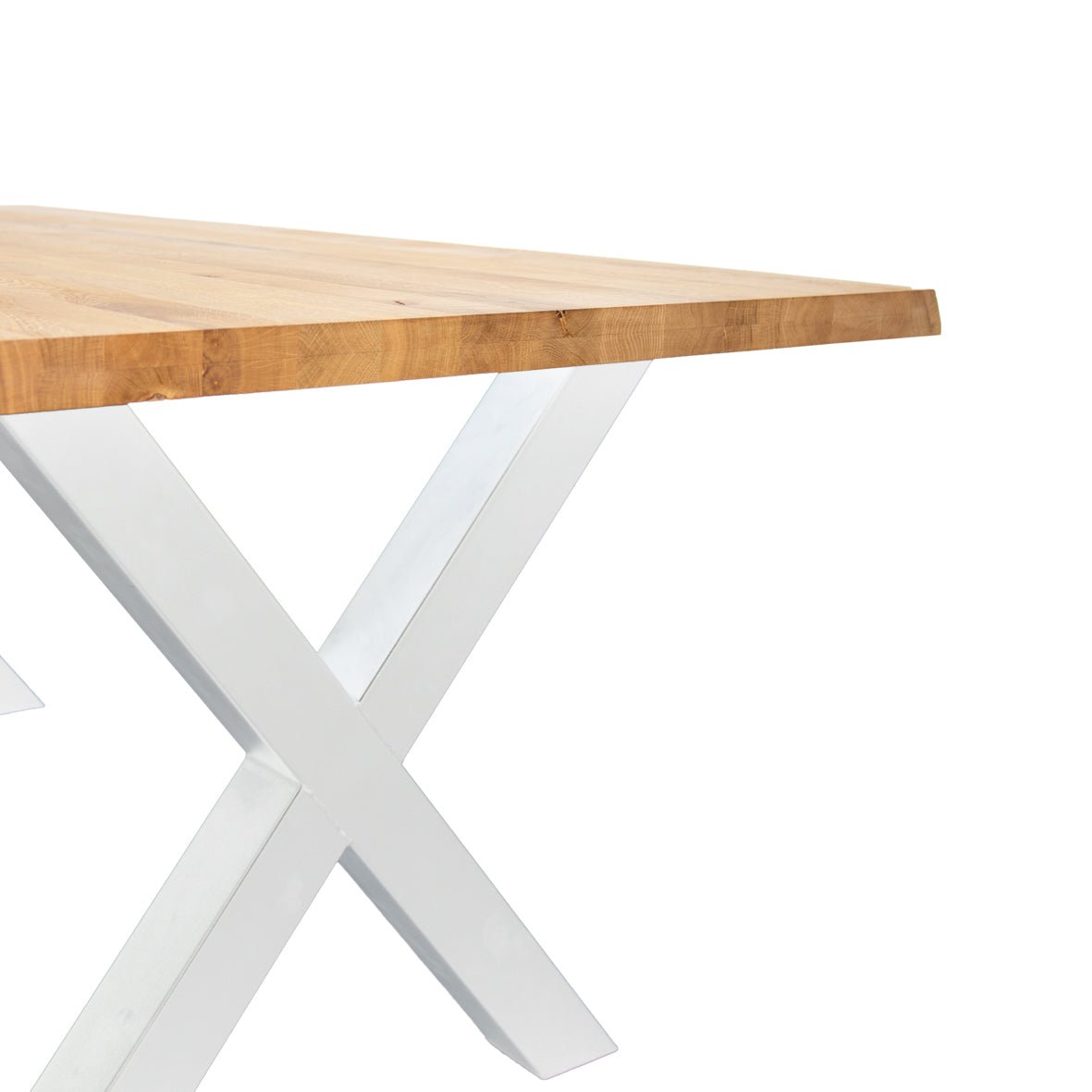 Dining table Revi Oak - Tree trunk shape - White X-leg