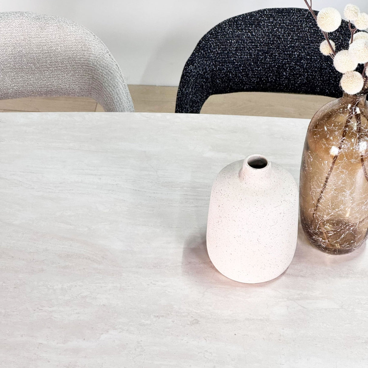 Dining Room Chair Bouclé Beige Lisa - Black Frame