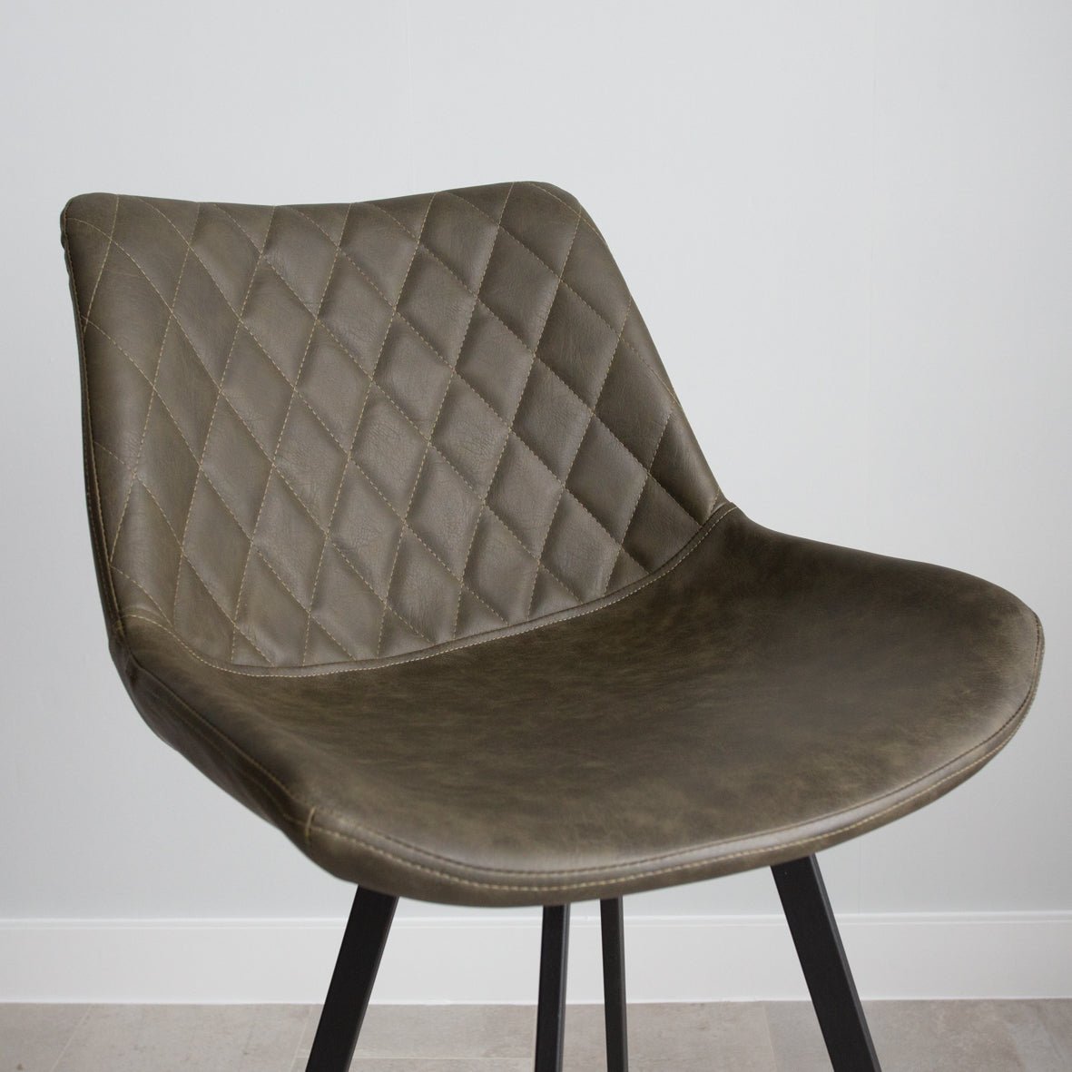 Industrial Bar Stool Juno Green Faux Leather - Seat Height 70 cm - Without Armrests