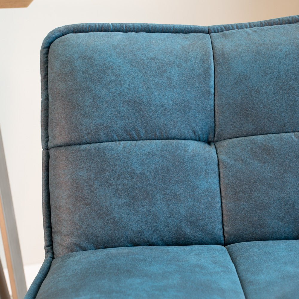 Industrial Bar Stool Blue Jelle Microfiber Fabric - Seat Height 65 cm - Without Arms