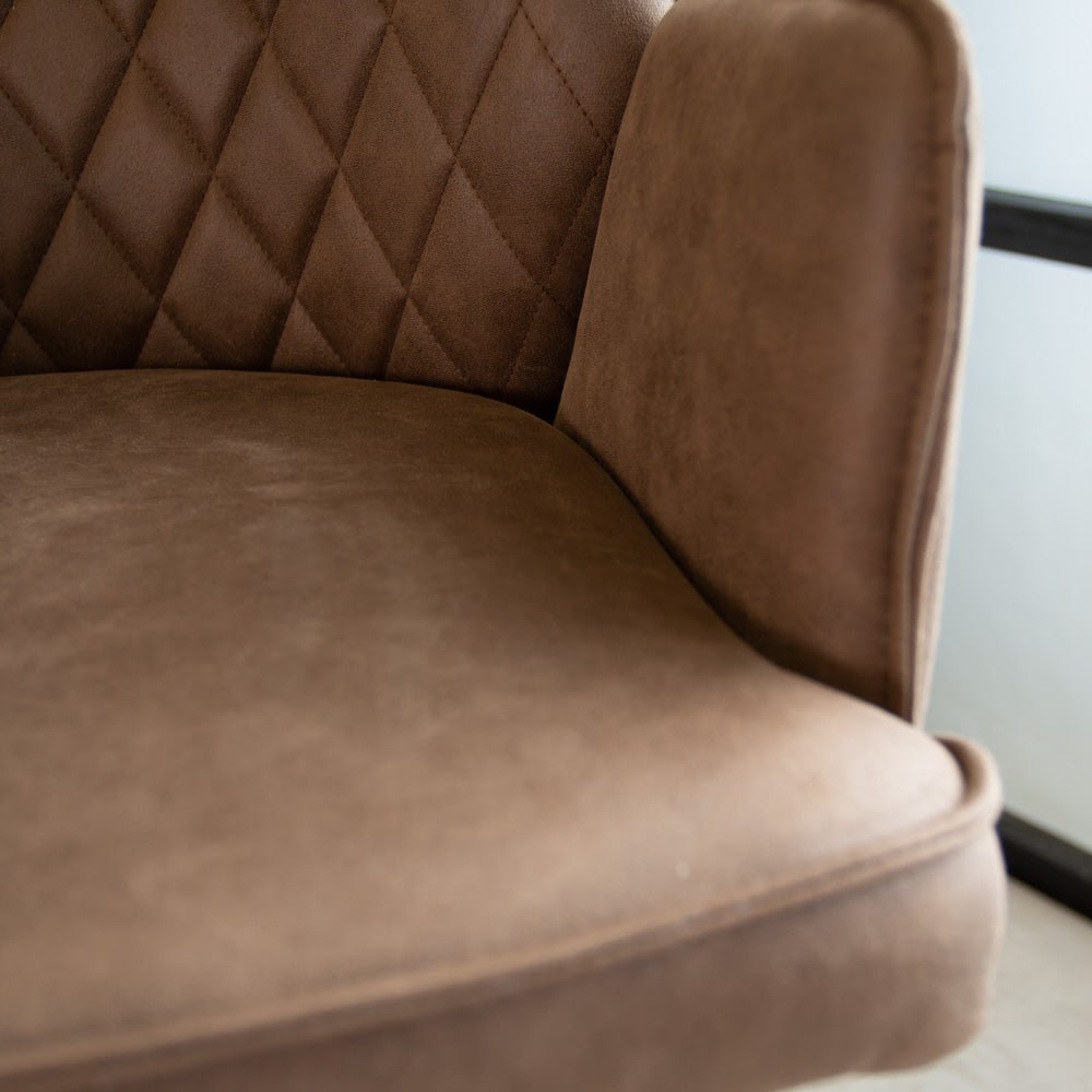 Swivel Bar Stool Taupe Microfiber Fabric Novan - Adjustable - With Armrests