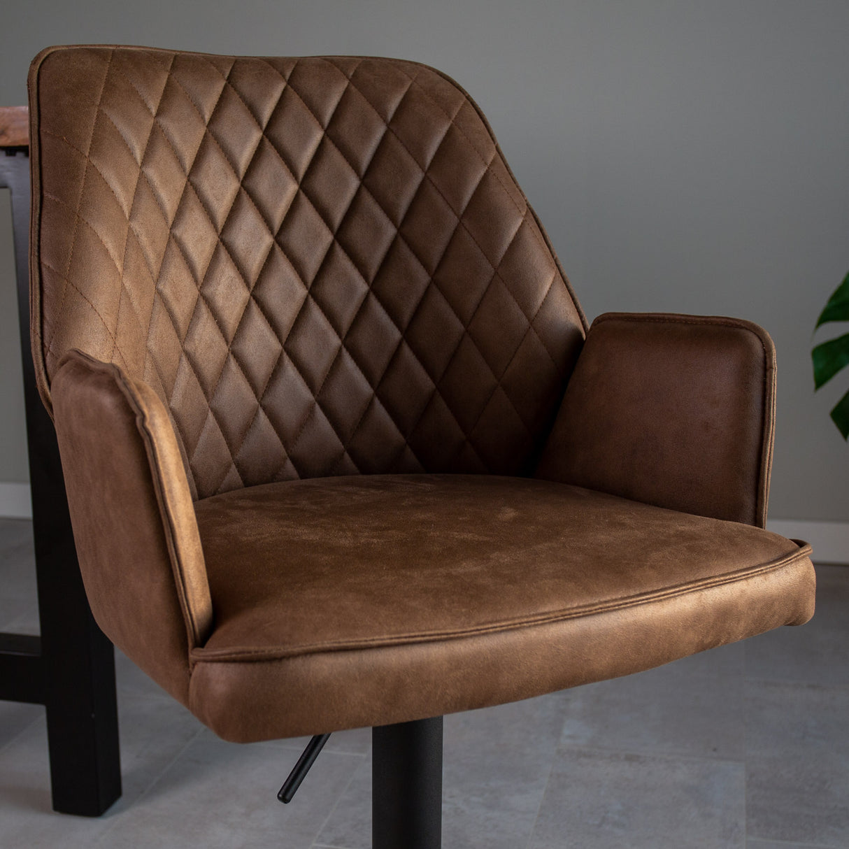 Swivel Bar Stool Taupe Microfiber Fabric Novan - Adjustable - With Armrests