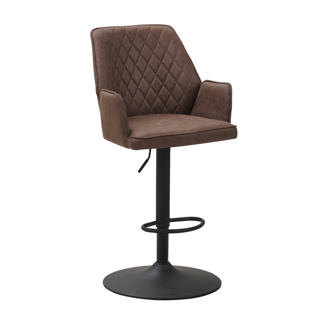 Swivel Bar Stool Taupe Microfiber Fabric Novan - Adjustable - With Armrests