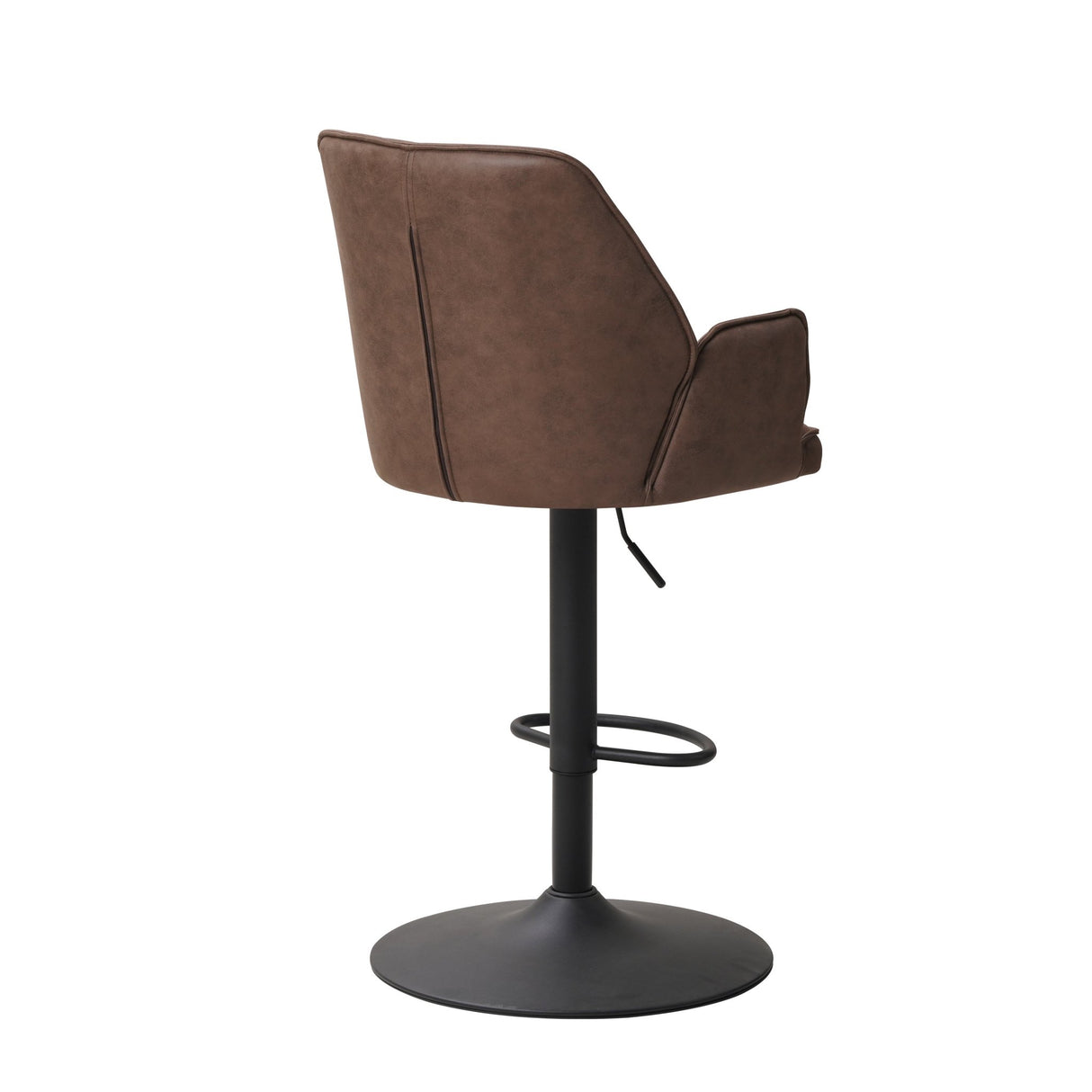 Swivel Bar Stool Taupe Microfiber Fabric Novan - Adjustable - With Armrests