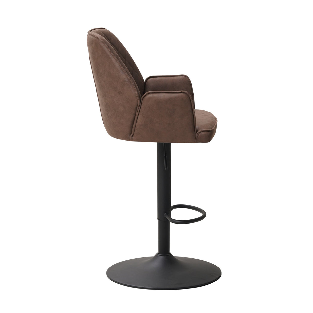 Swivel Bar Stool Taupe Microfiber Fabric Novan - Adjustable - With Armrests