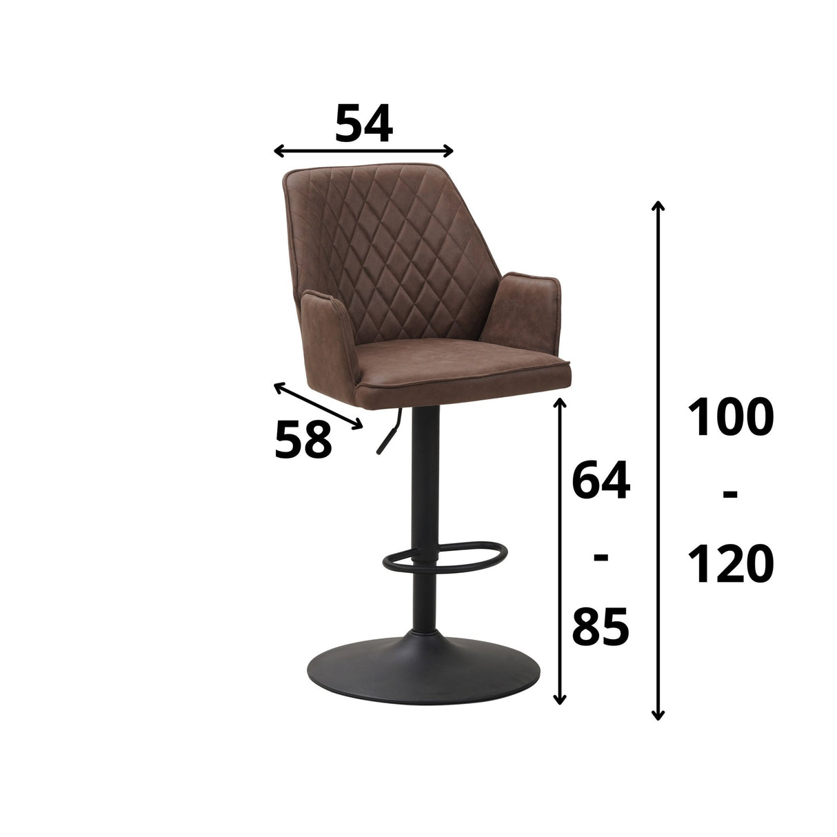 Swivel Bar Stool Taupe Microfiber Fabric Novan - Adjustable - With Armrests