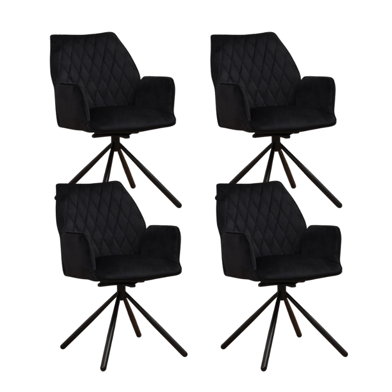 Swivel Dining Chair Black Velvet Novan – 180° Rotatable