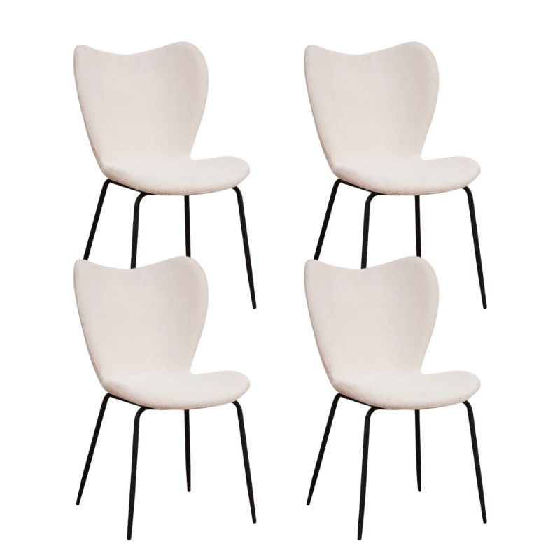 Dining Chair Cream Bouclé Fabric Sia - Without Armrests