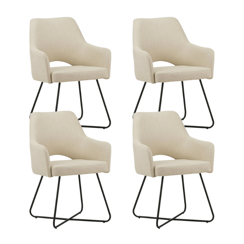 Dining Chair Beige Fabric Suzy - With Armrests