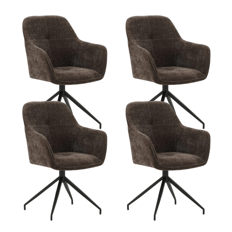 Swivel Dining Chair Brown Chenille Camiel