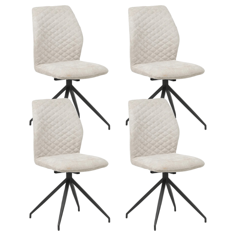 Set of 4 Swivel Dining Chairs Light Grey Charly Chenille Fabric