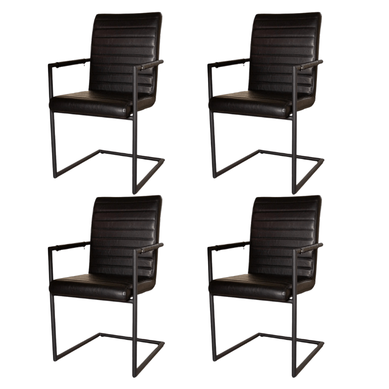 Industrial Dining Chair Black Bras - With Armrests