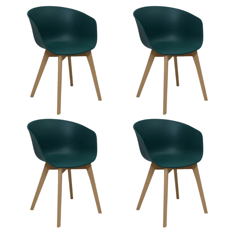 Scandinavian Dining Chair Herning Green - Plastic Shell – Beech Legs