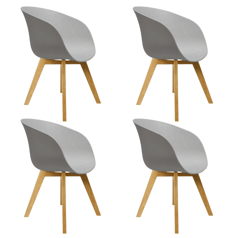 Scandinavian Dining Chair Herning Gray - Plastic Shell - Beech Legs