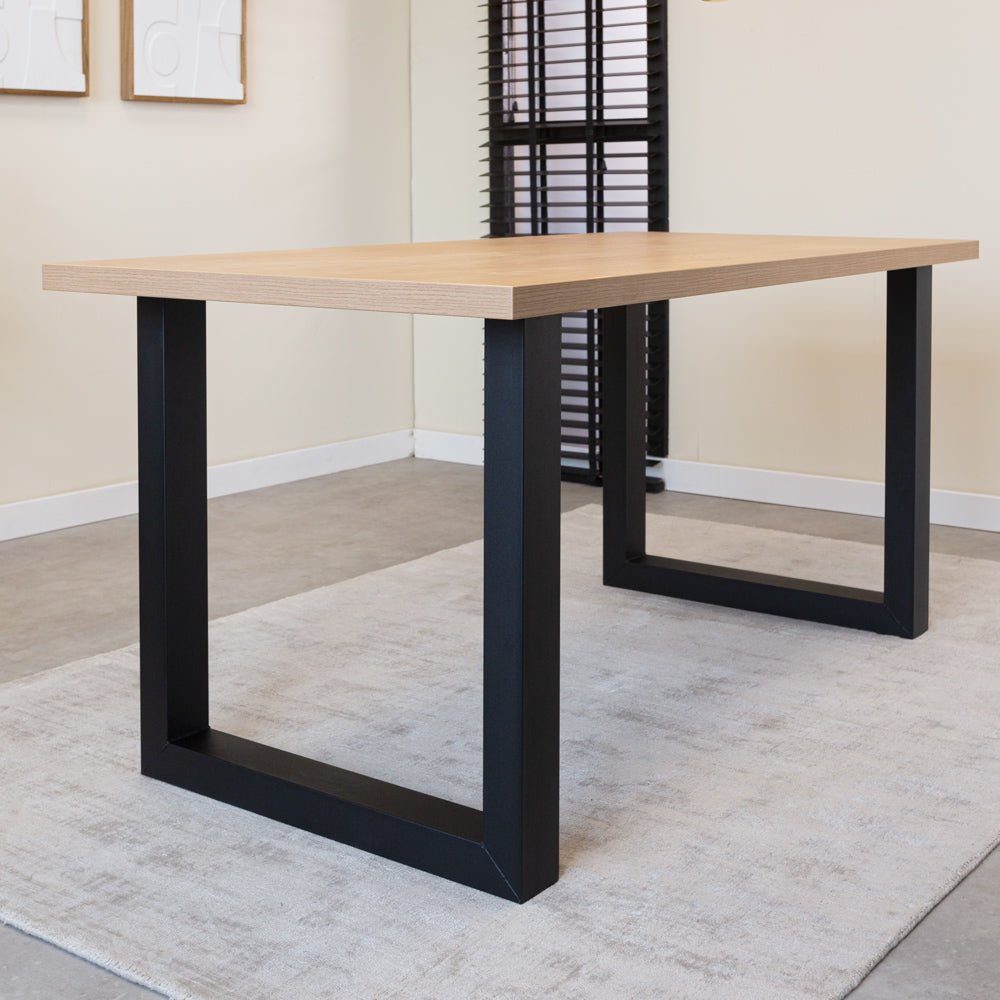 Dining Table Lenzo Rustic Oak - Black U-Leg