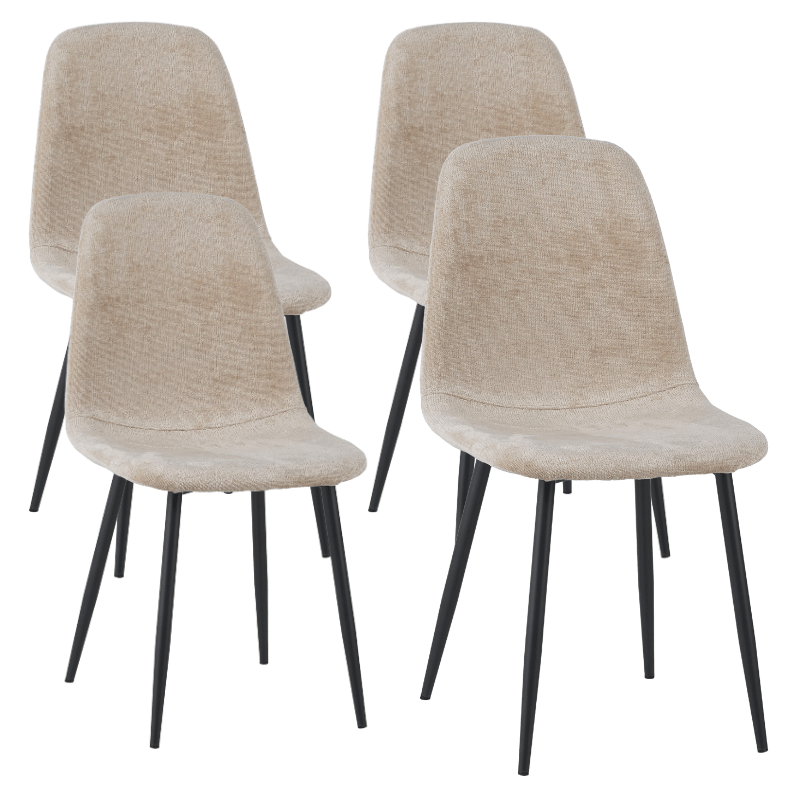 Set of 4 Scandinavian Dining Chairs Beige Chenille Fabric Swift - Without Armrests