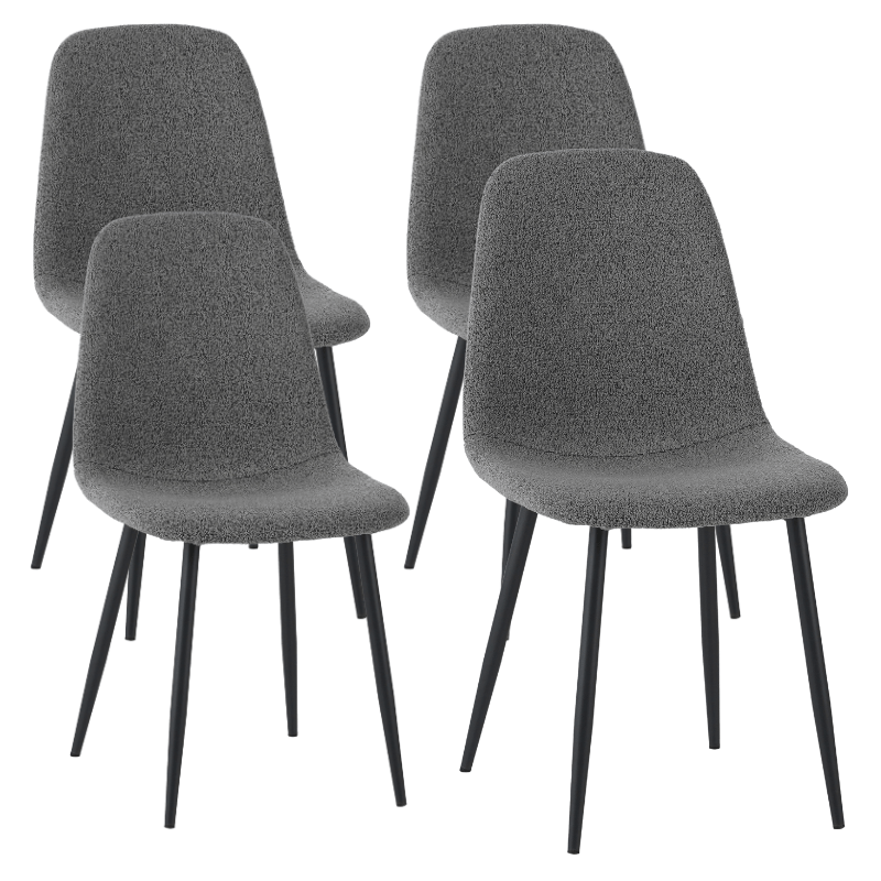 Set of 4 Scandinavian Dining Chairs Gray Bouclé Fabric Swift - Without Armrests