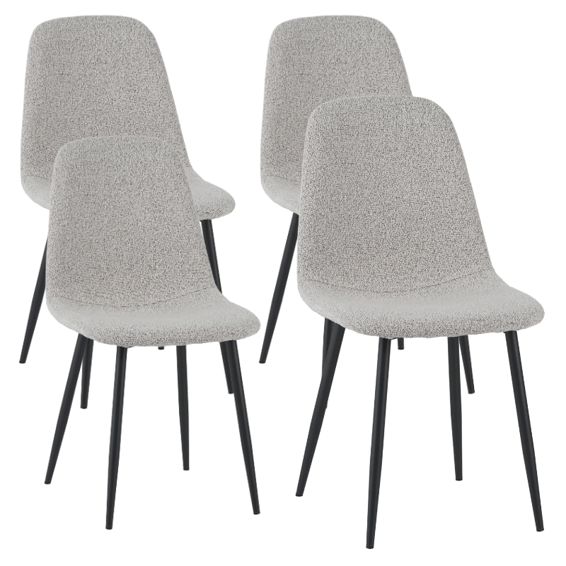 Set of 4 Scandinavian Dining Chairs Natural Melange Bouclé Fabric Swift - Without Armrests