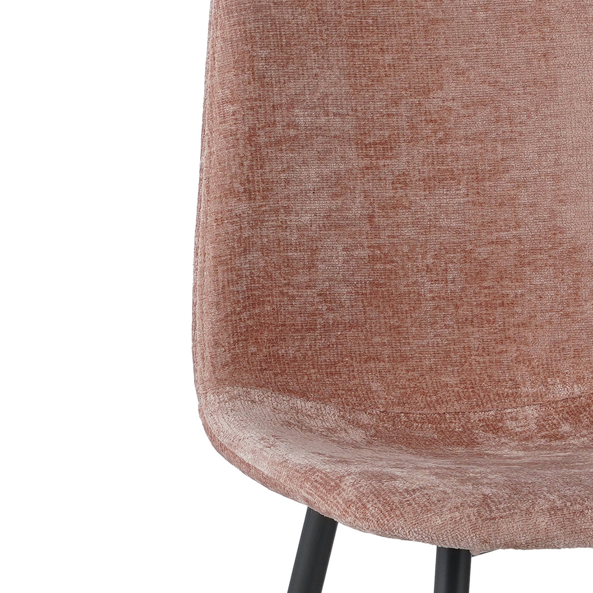 Set of 4 Scandinavian Dining Chairs Old Pink Chenille Fabric Swift - Without Armrests