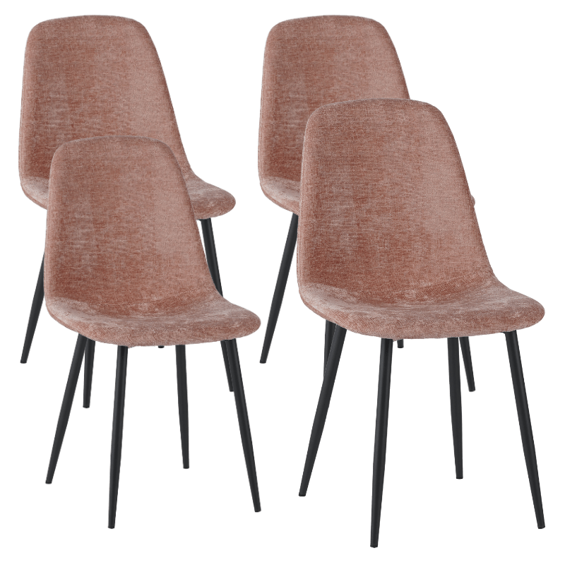 Set of 4 Scandinavian Dining Chairs Old Pink Chenille Fabric Swift - Without Armrests