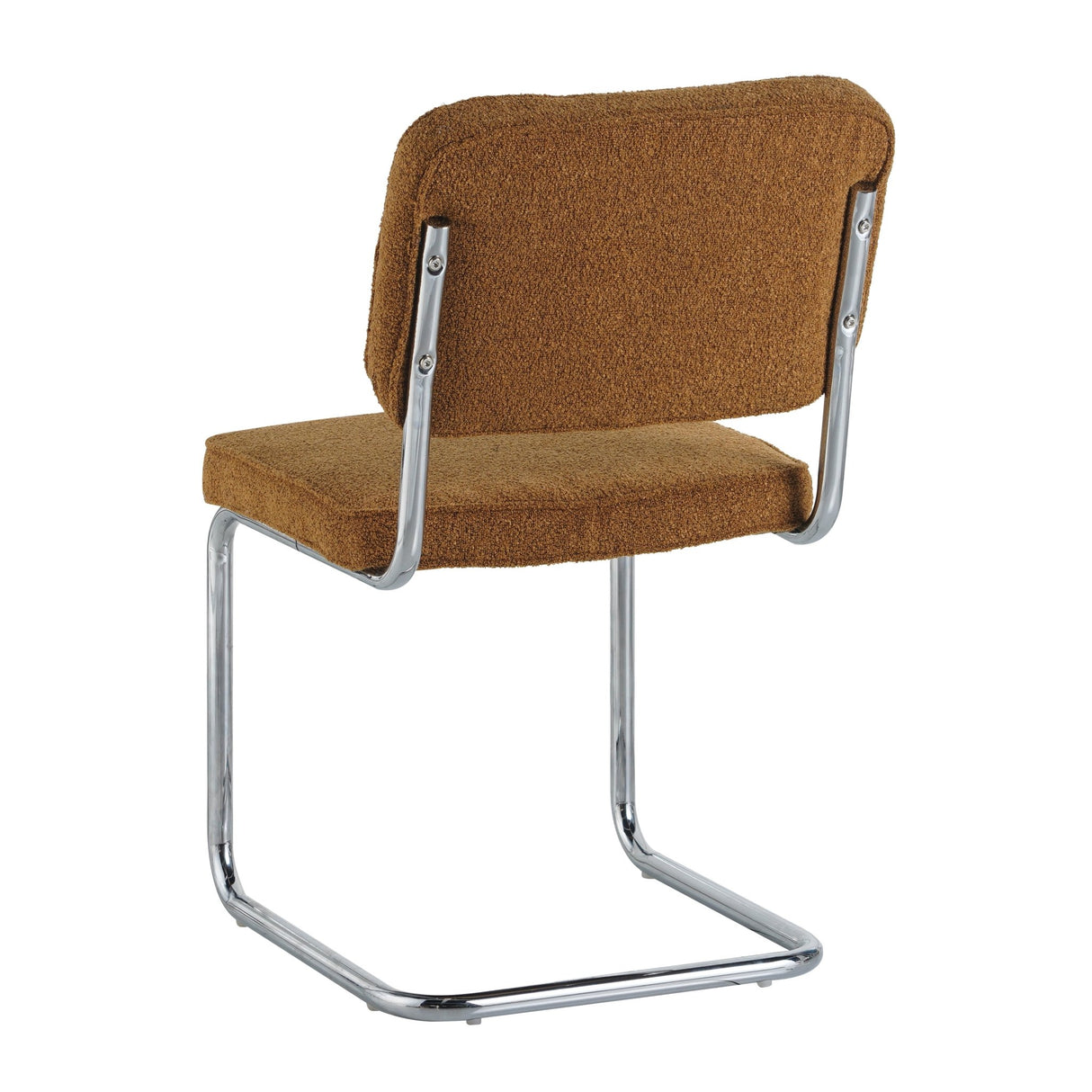 Modern Dining Chair Copper Bouclé Fabric Sway - Chrome Frame - Without Armrests